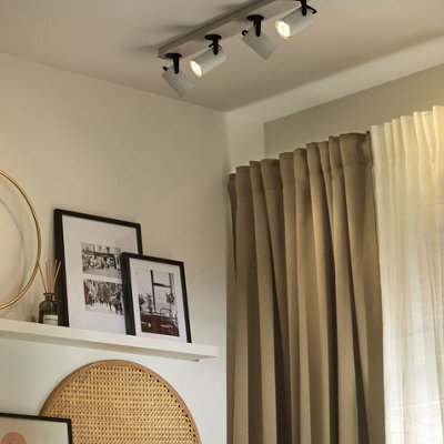 Beliani 4-Light Adjustable Ceiling Lamp White Metal, Modern Industrial Minimalist Design - image 1