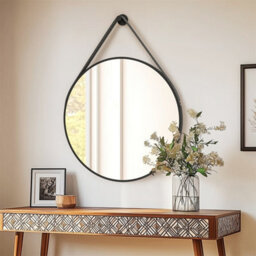 Artloge 700mm Round Wall Mirror Bathroom Bedroom Makeup Dressing Circle Mirror Classic, Black - thumbnail 7