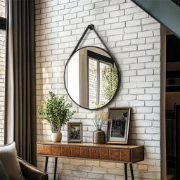 Artloge 700mm Round Wall Mirror Bathroom Bedroom Makeup Dressing Circle Mirror Classic, Black - thumbnail 8