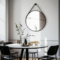 Artloge 700mm Round Wall Mirror Bathroom Bedroom Makeup Dressing Circle Mirror Classic, Black - thumbnail 9