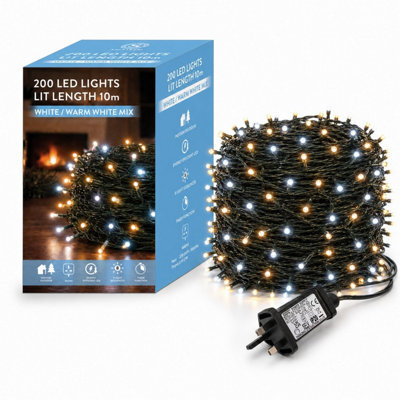 Shatchi 200 Led Warm & Cool White Christmas String Lights, 15M, 8 Modes, Timer, Indoor/outdoor, Green Cable - image 1
