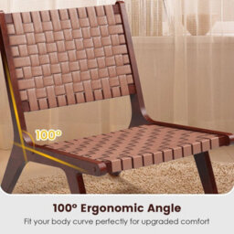 2 Pcs Woven Leather Accent Chair Modern Lounge Chair Armless Reading Side Chair - thumbnail 4