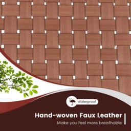 2 Pcs Woven Leather Accent Chair Modern Lounge Chair Armless Reading Side Chair - thumbnail 3