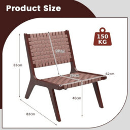 2 Pcs Woven Leather Accent Chair Modern Lounge Chair Armless Reading Side Chair - thumbnail 2
