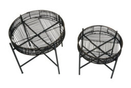 Orsina Batu Set Of 2 Black Rattan Side Tables - thumbnail 2