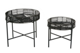 Orsina Batu Set Of 2 Black Rattan Side Tables - thumbnail 3