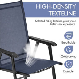 Yaheetech Navy Blue Set Of 2 Outdoor Texteline Folding Dining Chairs With Backrest And Armrests - thumbnail 5
