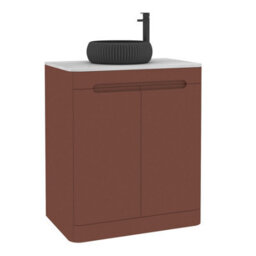 Royal Bathrooms Venice 700mm Terracotta Clay Freestanding Bathroom Countertop Vanity Unit 2 Door With Milan Black Basin - thumbnail 7