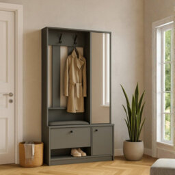 Spot Uni Modern Wardrobe Green Stone 100X33X190 Cm Storage Unit With Mirror