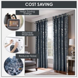 Emma Barclay Mabel Blackout Velvet Eyelet Curtains, Silver - 66 X 90 Inch Pair - thumbnail 7