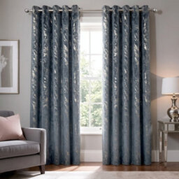 Emma Barclay Mabel Blackout Velvet Eyelet Curtains, Silver - 66 X 90 Inch Pair - thumbnail 1
