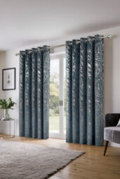 Emma Barclay Mabel Blackout Velvet Eyelet Curtains, Silver - 66 X 90 Inch Pair - thumbnail 2