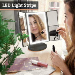 Orsina Portable Tri Fold Border Black Table Mirror, Tri Fold Design Table Mirror, Versatile Small Table Mirror - thumbnail 5
