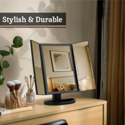 Orsina Portable Tri Fold Border Black Table Mirror, Tri Fold Design Table Mirror, Versatile Small Table Mirror - thumbnail 7
