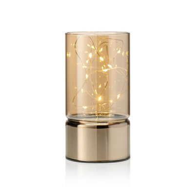 Auraglow Wire Rice Light Glass Cylinder Lantern-Small - image 1