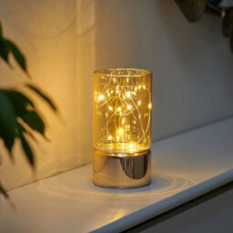 Auraglow Wire Rice Light Glass Cylinder Lantern-Small - thumbnail 8