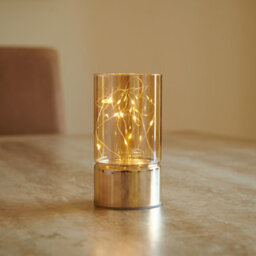 Auraglow Wire Rice Light Glass Cylinder Lantern-Small - thumbnail 4