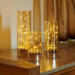 Auraglow Wire Rice Light Glass Cylinder Lantern-Small - thumbnail 2