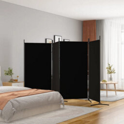 Walplus 4-Panel Room Divider Black 346X180 Cm Fabric - thumbnail 1