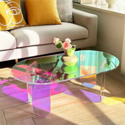 Iridescent Acrylic Coffee Table Sofa Couch Art Side Table With Stable Leg - thumbnail 1