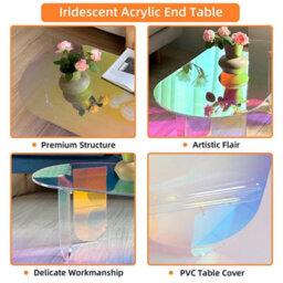 Iridescent Acrylic Coffee Table Sofa Couch Art Side Table With Stable Leg - thumbnail 5