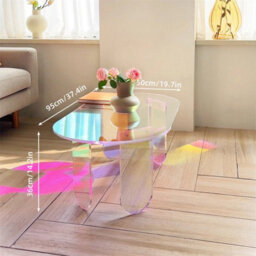 Iridescent Acrylic Coffee Table Sofa Couch Art Side Table With Stable Leg - thumbnail 3