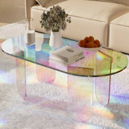 Iridescent Acrylic Coffee Table Sofa Couch Art Side Table With Stable Leg - thumbnail 6