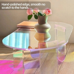 Iridescent Acrylic Coffee Table Sofa Couch Art Side Table With Stable Leg - thumbnail 4