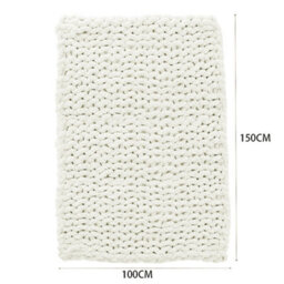 Living And Home Warm Fluffy Soft Stretchable Chunky Knit Handwoven Chenille Throw Blanket 150Cm L X 100Cm W Milk White - thumbnail 5
