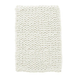 Living And Home Warm Fluffy Soft Stretchable Chunky Knit Handwoven Chenille Throw Blanket 150Cm L X 100Cm W Milk White - thumbnail 4