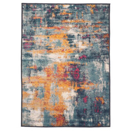 Loomed Terracotta Machine Washable Abstract Soft Low Pile Living Area Rug - 110 X 60Cm