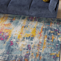 Loomed Terracotta Machine Washable Abstract Soft Low Pile Living Area Rug - 110 X 60Cm - thumbnail 3