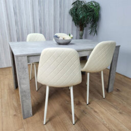 Kosy Koala Wooden Rectangle Dining Table With 4 Cream Chairs Dining Room Furniture - thumbnail 4