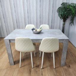 Kosy Koala Wooden Rectangle Dining Table With 4 Cream Chairs Dining Room Furniture - thumbnail 3