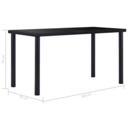 Berkfield Modern Dining Table Black 140X70X75 Cm Tempered Glass - thumbnail 5