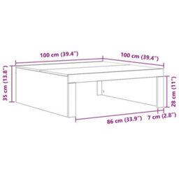 Walplus Coffee Table Black Oak 100 X 100 X 35 Cm Engineered Wood - thumbnail 9