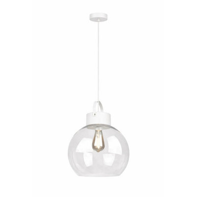Luminosa Lighting Luminosa Hanson Dome Pendant Ceiling Light White Clear Glass Shade 1X E27 - image 1