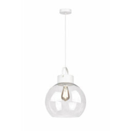 Luminosa Lighting Luminosa Hanson Dome Pendant Ceiling Light White Clear Glass Shade 1X E27 - thumbnail 1