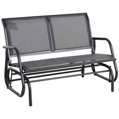 Outsunny 2-Person Patio Glider Bench Gliding Chair Loveseat W/ Armrest Grey - image 1