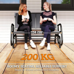 Outsunny 2-Person Patio Glider Bench Gliding Chair Loveseat W/ Armrest Grey - thumbnail 7