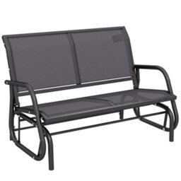 Outsunny 2-Person Patio Glider Bench Gliding Chair Loveseat W/ Armrest Grey - thumbnail 2