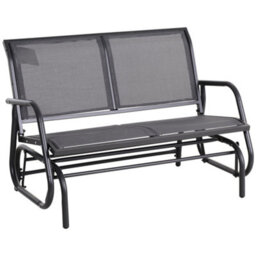 Outsunny 2-Person Patio Glider Bench Gliding Chair Loveseat W/ Armrest Grey - thumbnail 1