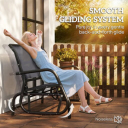 Outsunny 2-Person Patio Glider Bench Gliding Chair Loveseat W/ Armrest Grey - thumbnail 4