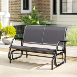 Outsunny 2-Person Patio Glider Bench Gliding Chair Loveseat W/ Armrest Grey - thumbnail 8