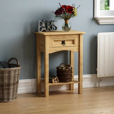 Console Table With Shelf 1 Drawer Mexican Solid Waxed Pine Furniture - image 1