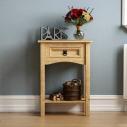 Console Table With Shelf 1 Drawer Mexican Solid Waxed Pine Furniture - thumbnail 3