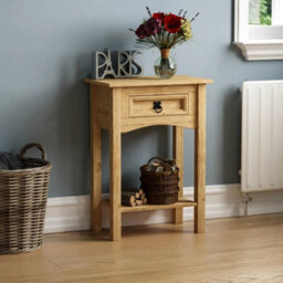 Console Table With Shelf 1 Drawer Mexican Solid Waxed Pine Furniture - thumbnail 1