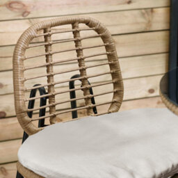 Furniturebox Belize Rattan Garden Bar Set Garden Bar Table & 2 Bar Chairs Bistro Set - Patio Outdoor Bar Set - Bistro Set Cream - thumbnail 4