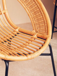 Orsina Comfortable Natural Rattan And Black Iron Arm Chair, Durable Outdoor Chair, Versatile Natural Dining Chair - thumbnail 9