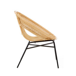 Orsina Comfortable Natural Rattan And Black Iron Arm Chair, Durable Outdoor Chair, Versatile Natural Dining Chair - thumbnail 3